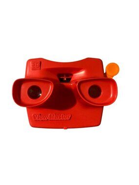 Vintage 1980s Red View-Master 3D Viewer With Orange Lever